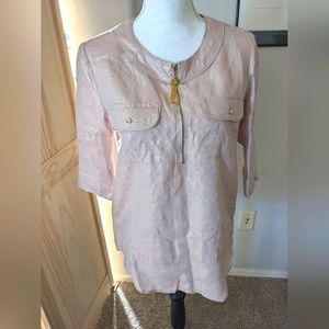 Ellen Tracy Light Pink and Gold Hardware Shirt Small